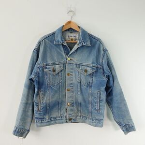 Vintage STUDENT UNION Jacket Mens Medium Blue Denim USA FIDELES LVDO VESTRO‎ 90s